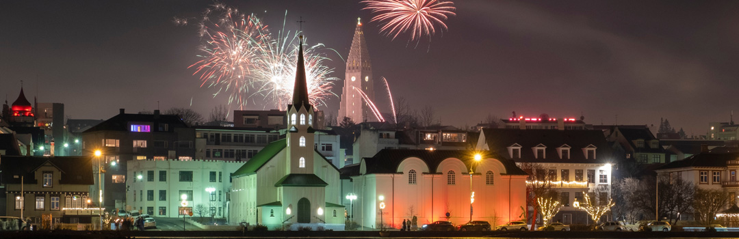 Nytt år Reykjavik, Island.