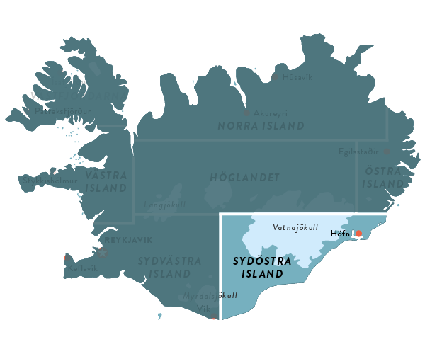 Sydöstra Island - Karta