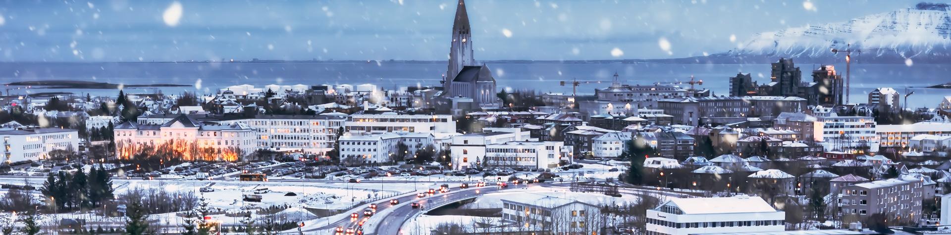 Reykjavik på vintern, Island.