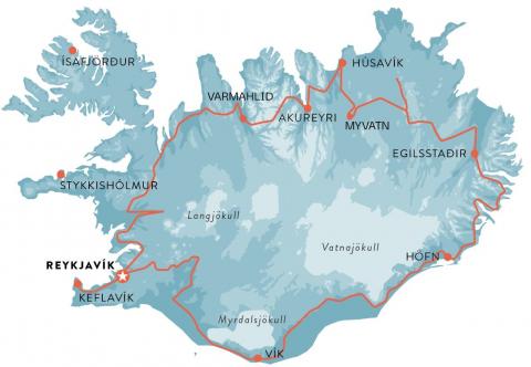 Karta - Hyrbilresa Island runt, 7 nätter