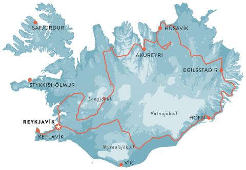 Karta - Bilresa Isländska höglandet, 7 nätter