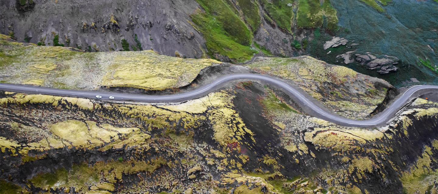 Island, natur, köra, på, bil