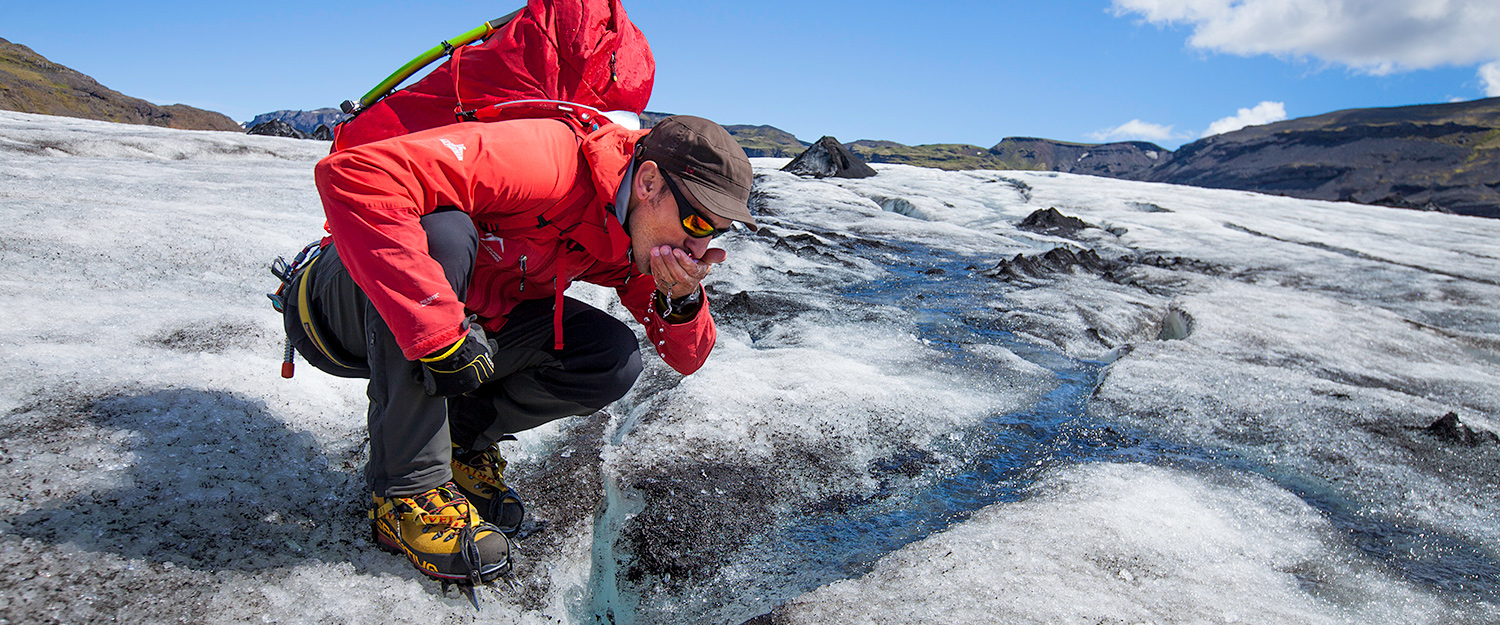 Glacier walk in Iceland summer.