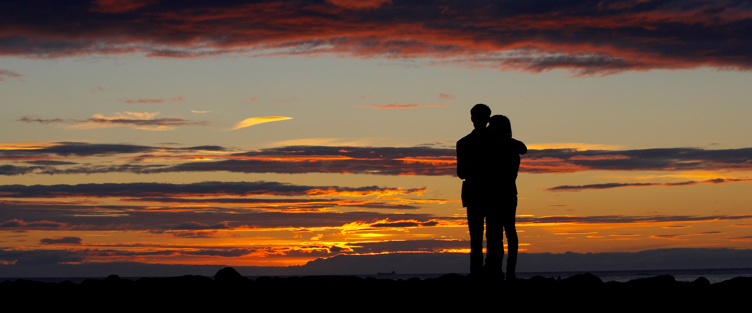 Summer sunset romance in Iceland.