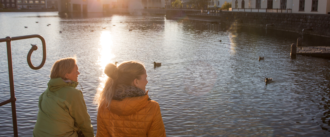 Lake Tjörnin in Reykjavik, Iceland.